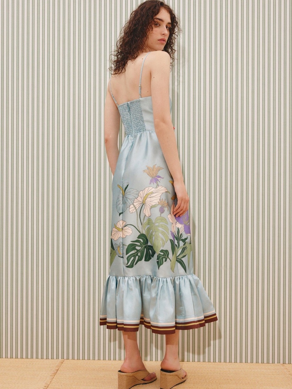 ALEMAIS Alfie Midi Dress Sleeveless Light Blue Floral Midi Dress, US2 4 6 8 - Picture 6 of 8